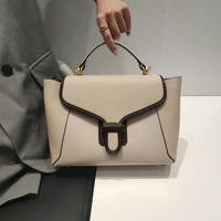 2022 brand design retro euro style women handbag cowhide leather hit color large female shoulder bag top quality totes