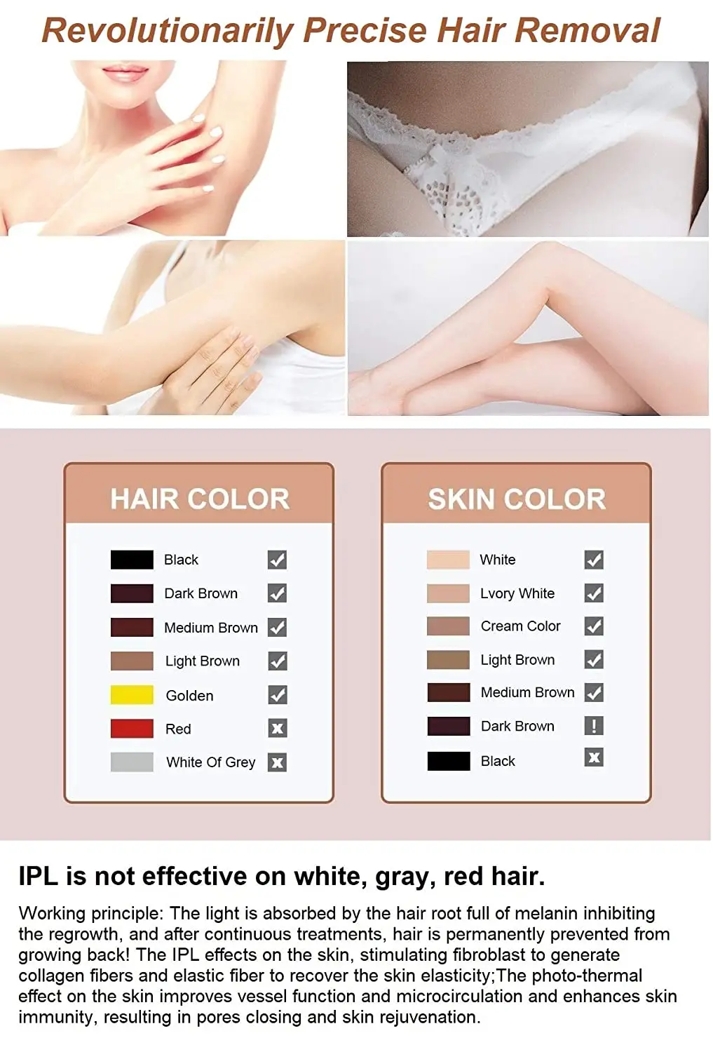 

IPL Permanent Painless Laser Hair Removal Device for Women for Facial Legs Arms Armpits Whole Body Best At-Home Use With Glasses