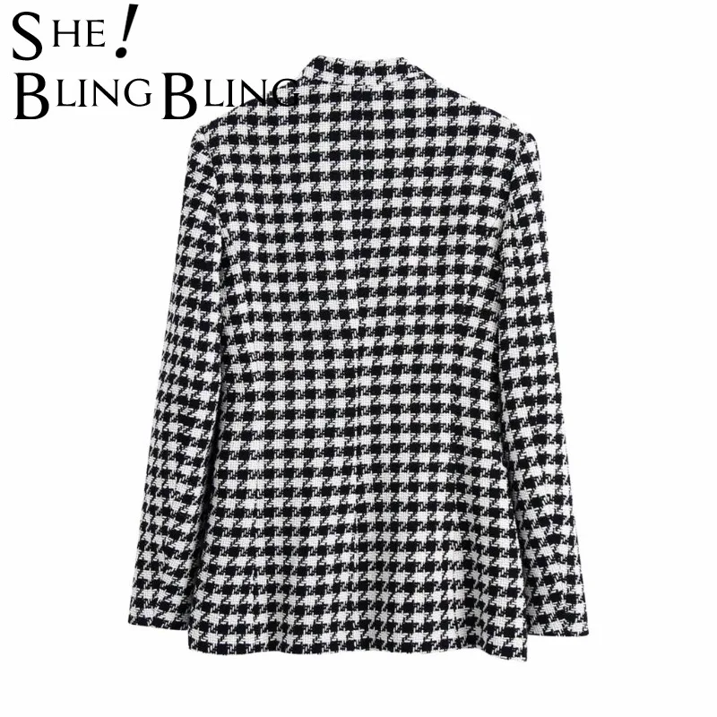 SheBlingBling женские повседневные куртки 2021 года Осенние твидовые шерстяные блейзеры
