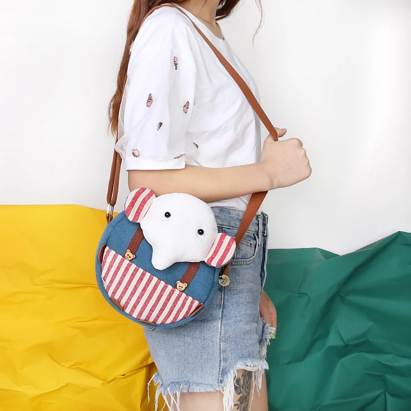 Crossbody female new cartoon cute small bag ins wild student canvas round | Багаж и сумки