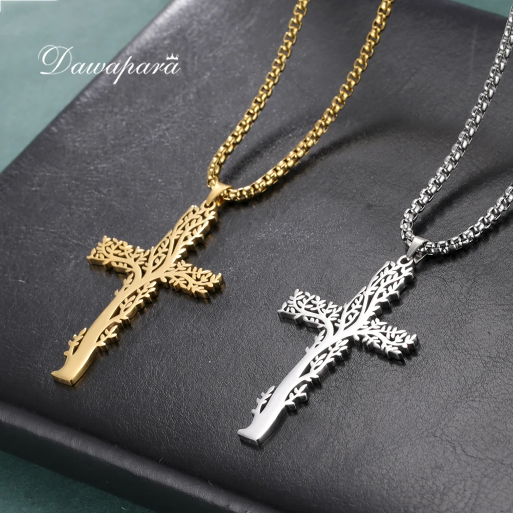 Dawapara Крест Дерево жизни Мужская подвеска Talisman викингов ювелирные изделия из
