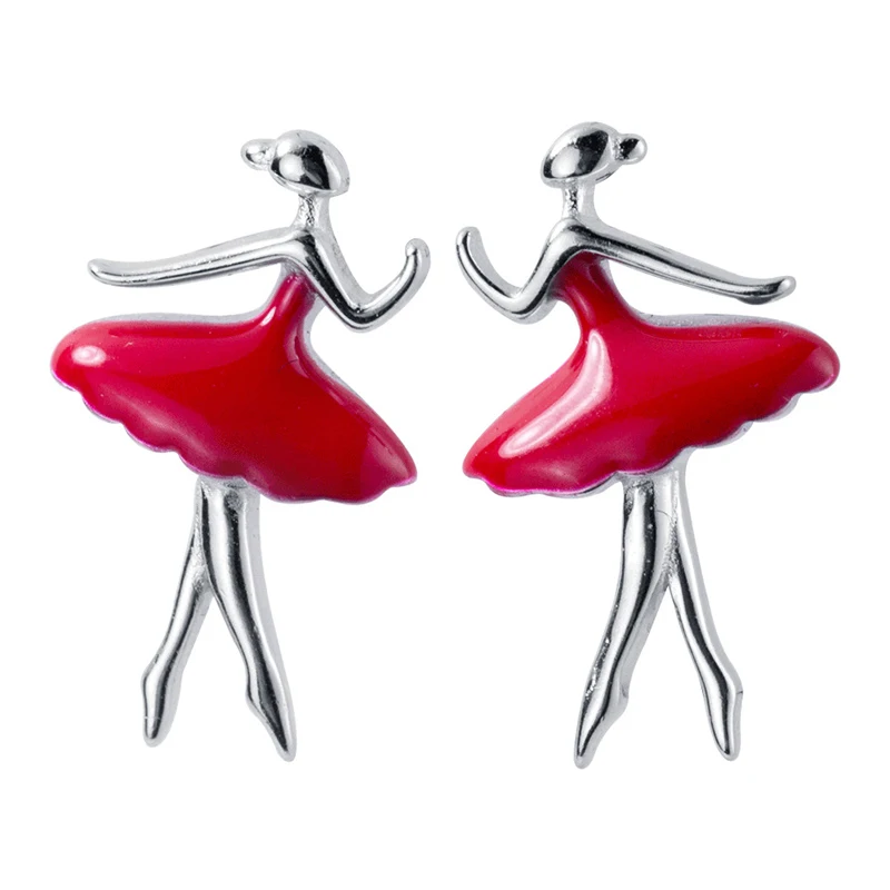 1 Pair Silver Trusta 925 пробы серебряные женские модные милые красные серьги-гвоздики для танцовщицы балета подарок для школьниц подарок для дочери DA38 - Окраска металла: 1 Pair Silver