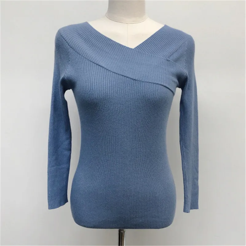 

2021 spring new one-neck off-the-shoulder knitted sweater Korean style slim slimming blouse women