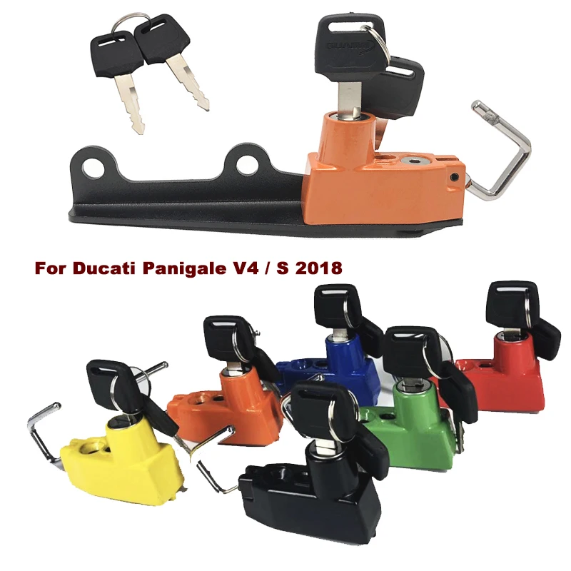 

V4 Helmet Lock with 2 Keys , Mount Hook Side Anti-theft Security for Ducati Panigale V4 / S 2018 Motorcycle Accessories