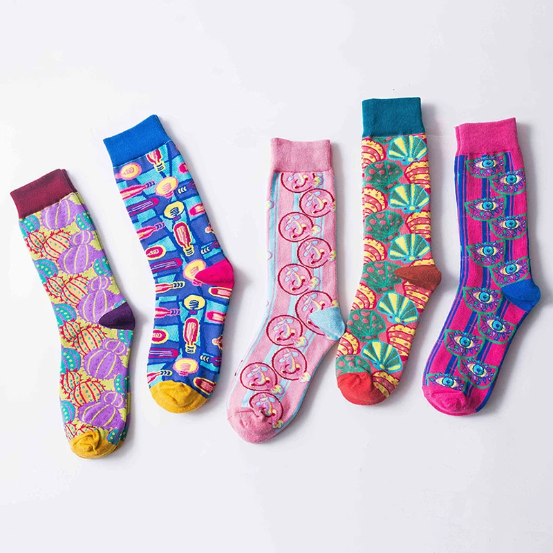 

Q New Streetwear Socks for Women Autumn Winter 1Pair Cotton Funny Long Socks Breathable Cartoon Korean Style Socks