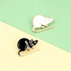 Милый черный, белый цвет крыс эмаль на булавке на заказ броши с изображением мыши значки с животными сумка рубашка лацкан традиционные женские сандалии с застежкой, ювелирное изделие в подарок для друзей