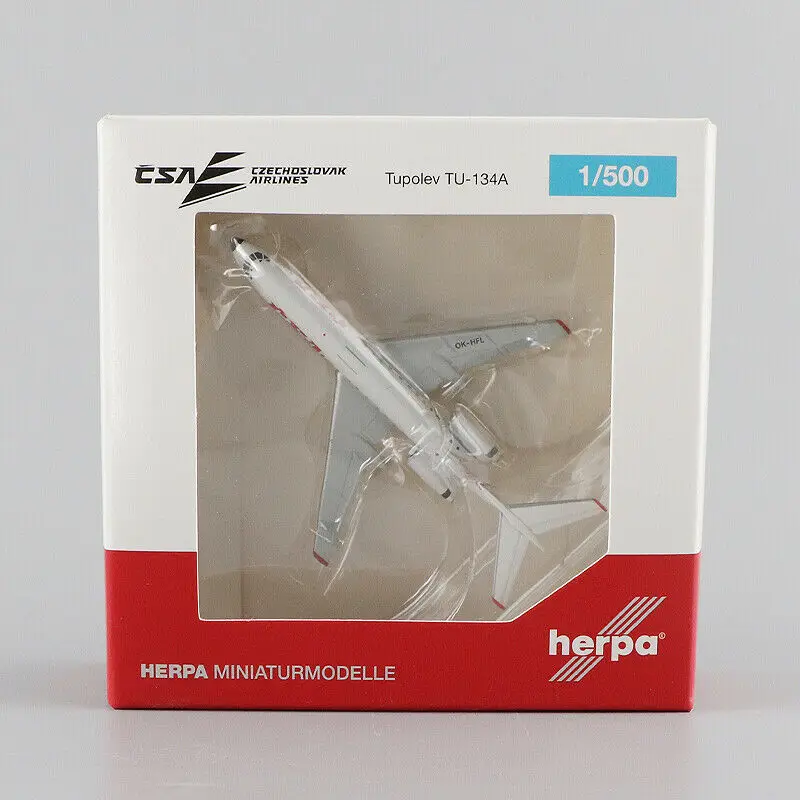 

1/500 Herpa 532945 CSA-Czechoslovak Airlines Tupolev TU-134A-3 Aircraft Model