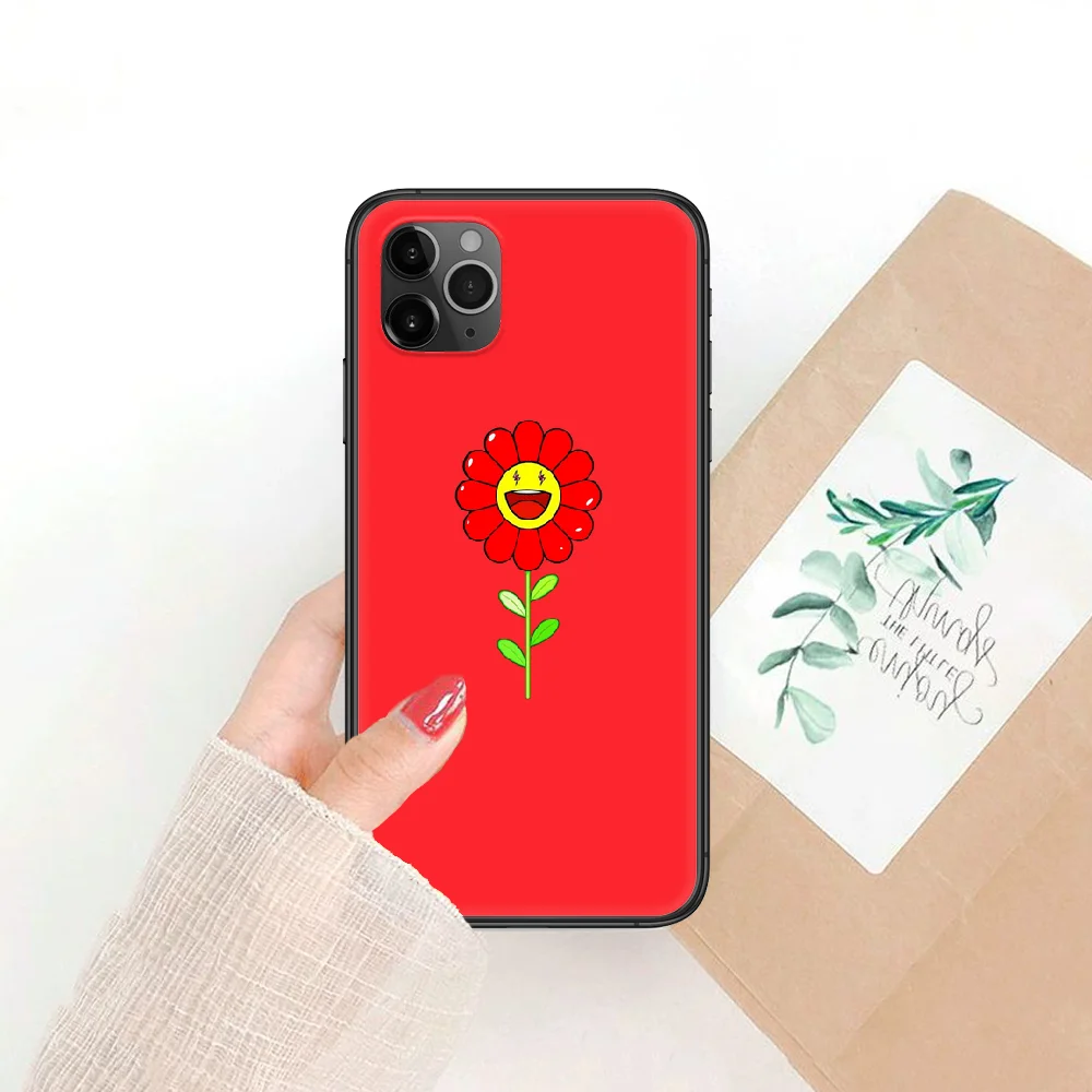 

Murakami Flower Phone Case Cover Hull For iphone 5 5s se 2 6 6s 7 8 12 mini plus X XS XR 11 PRO MAX black luxury coque silicone