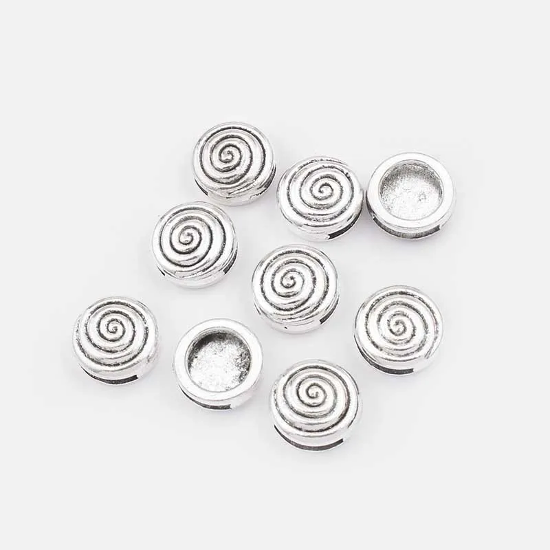 10 шт. тибетский серебристый/Бронзовый спиральный слайдер разделитель бусины для