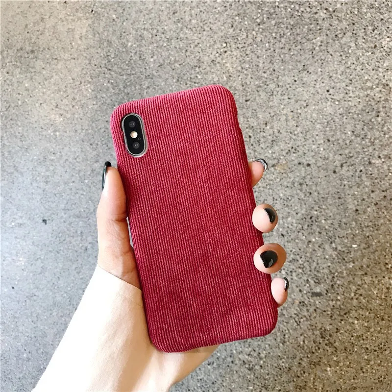 red 1 Gimfun зимний однотонный вельветовый тканевый чехол для телефона для Iphone 11 Pro Xs Max XR 7 6s 8 Plus Coque задняя крышка тканевый Мягкий ТПУ чехол - Цвет: red 1