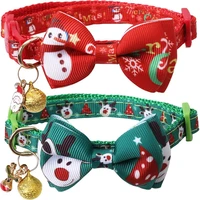christmas cat collar breakaway with bow tie and bell snowman cute elk patterns for kitty adjustable safety kitten collar