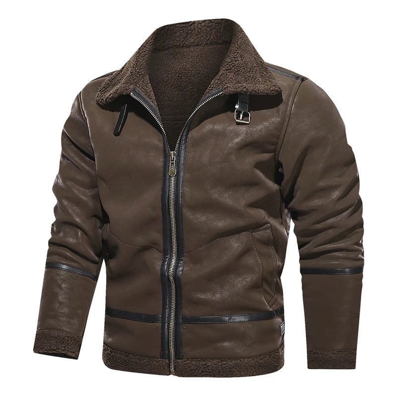 PU Jacket Men Slim Faux Leather Mens Classic Moto Biker 2020 New-Arrived Winter Male Basic Coat Outerwear | Мужская одежда