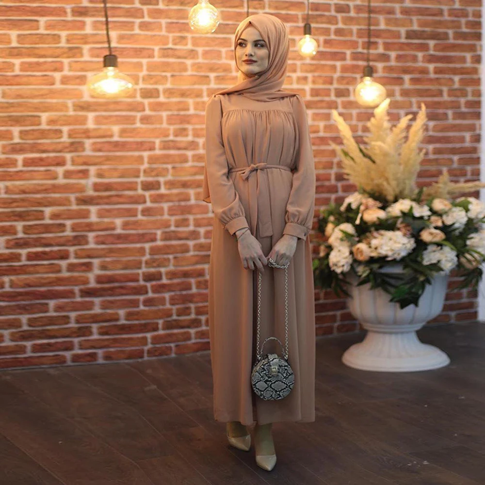 

Chiffon Abaya Dubai Turkey Hijab Muslim Dress India European Islam Clothing African Dresses For Women Musulman De Mode Vestidos