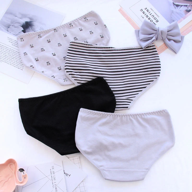 Трусы женские хлопковые в полоску с бантом 4 вида|Женские трусики| |