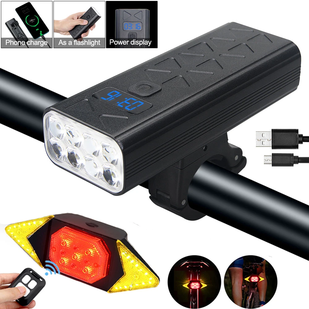

Waterproof 8 LED Bike Light 4 Modes MTB Cycling Headlight Built-in 10000mAh Battery Bicycle Lamp with Power Display Function