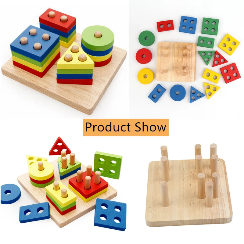 Colorful Geometric Shapes Matching Toys For Children Early Learning Exercise Hands-on Ability Montessori Educational Wooden | Игрушки и