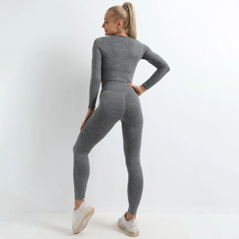 3 шт. Бесшовные женские комплекты для йоги Женская Спортивная одежда спортзала