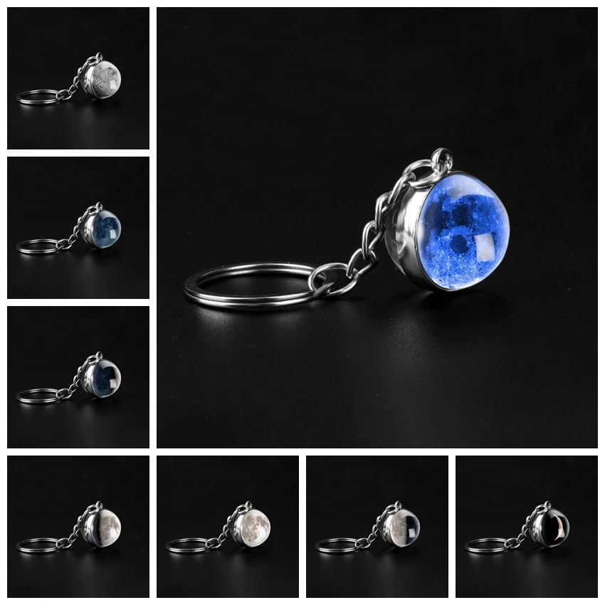 Waning Crescent модный двухсторонний стеклянный брелок для ключей индивидуальный