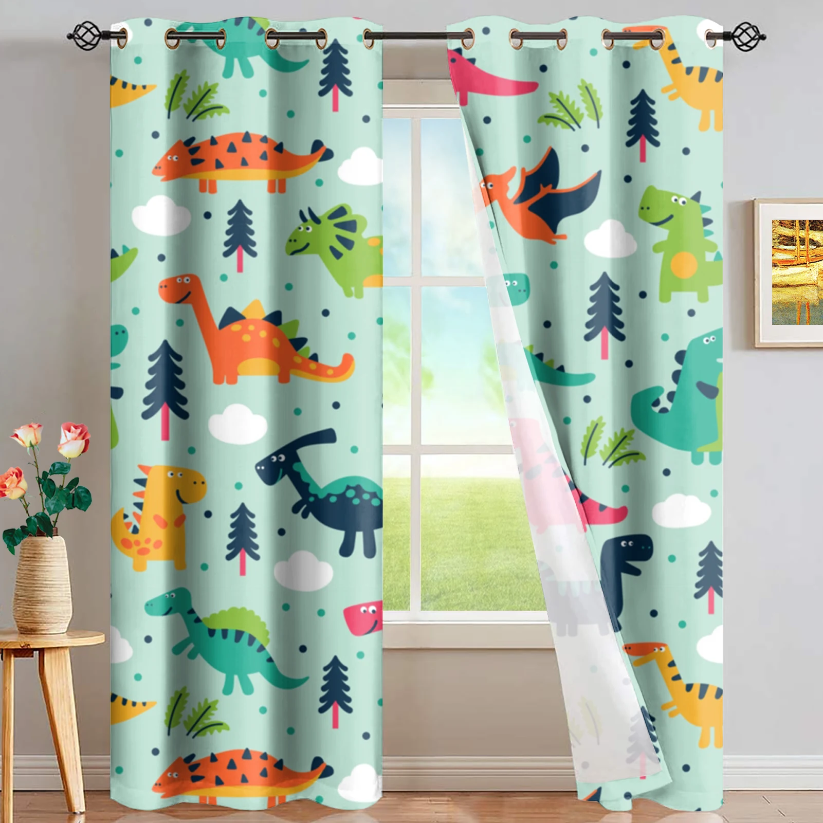 

Upetstory Cartoon Dinosaur Printed Blackout Curtains for Living Room Bedroom Window Blinds Drapes Home decor Kids Cortina 2021