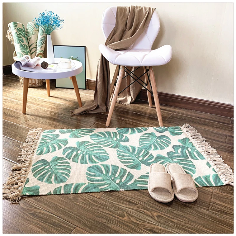 

Anti-slip Bedroom Floor Mat with Tassel Entrance Doormat Washable Balcony Kitchen Area Rug Living Room Carpets Wall Tapestry