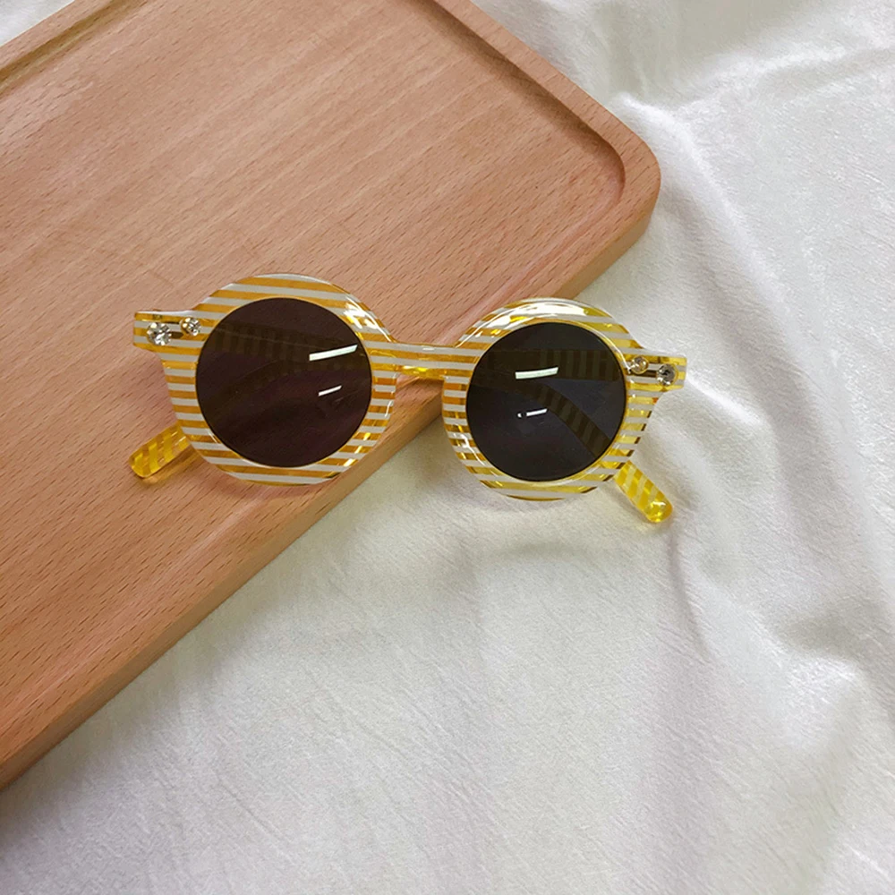 LongKeeper Trendy Kids Sunglasses Boys Girls Round Diamond Stripe Frame Sun Glasses Children UV400 Eyewears Shades Okulary | Аксессуары