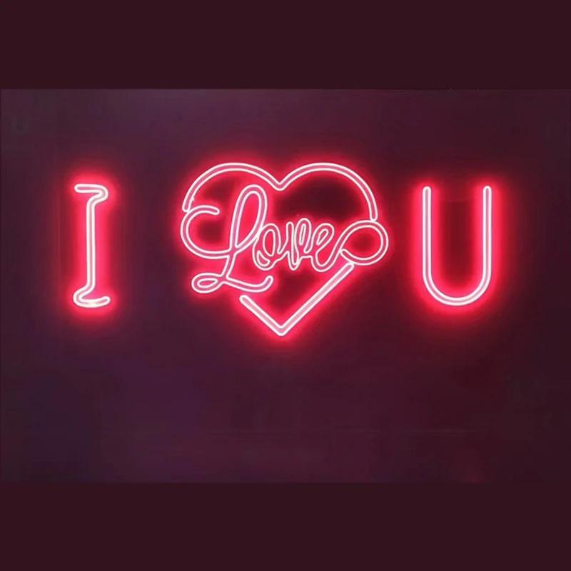 Пользовательские светодиодные неоновые Свадебные вывески forI Love U You Heart настенные