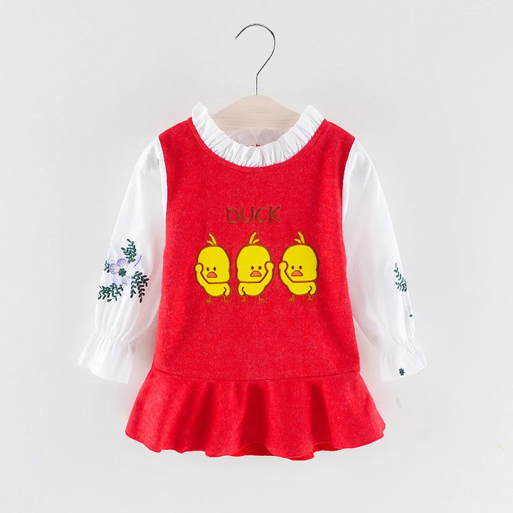 Детские платья для девочек зимнее платье с длинными рукавами и круглым вырезом