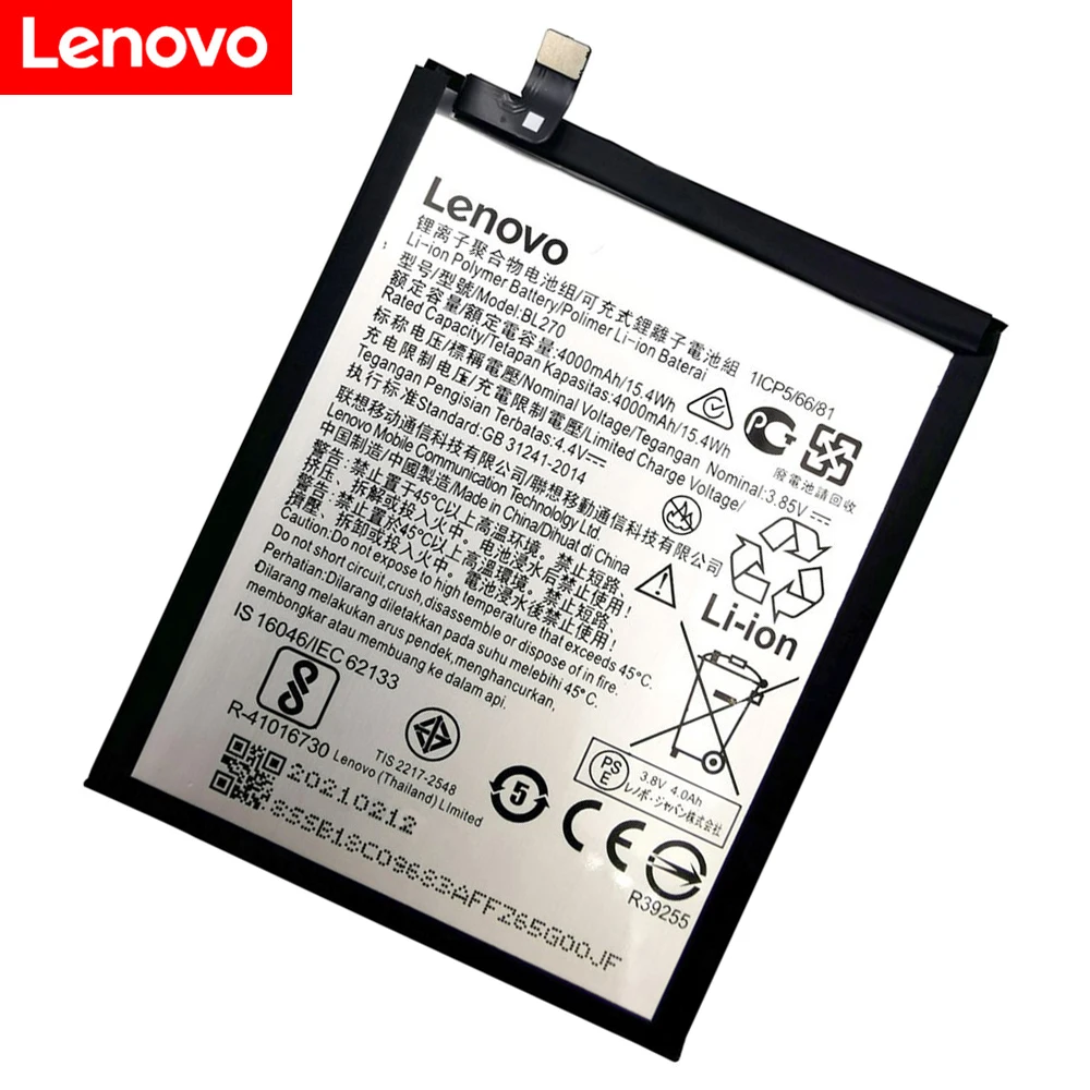 Аккумулятор BL270 для Lenovo K6 Note K53a48 Vibe Plus G G5 2021 года 100% оригинальный аккумулятор 4000