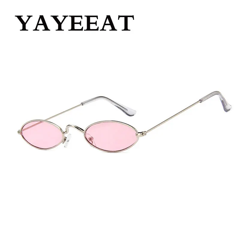 Маленькие овальные солнцезащитные очки для мужчин и женщин металлическая оправа