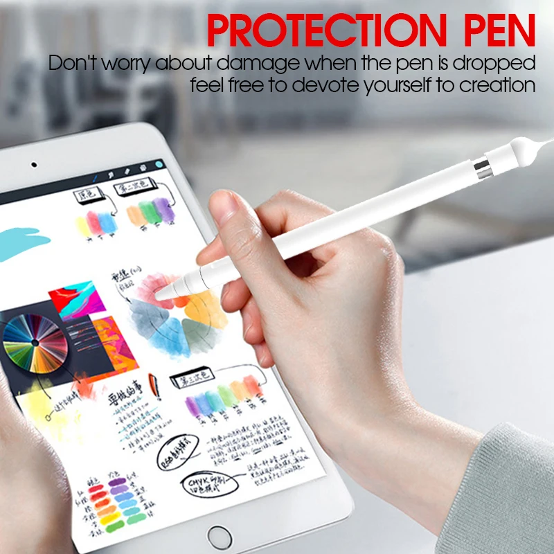 1 Set Cute Cartoon Bear Anti-scroll Silicone Protective Pouch Cap Holder Nib Cover Protective Case Skin For Apple Pencil 1st