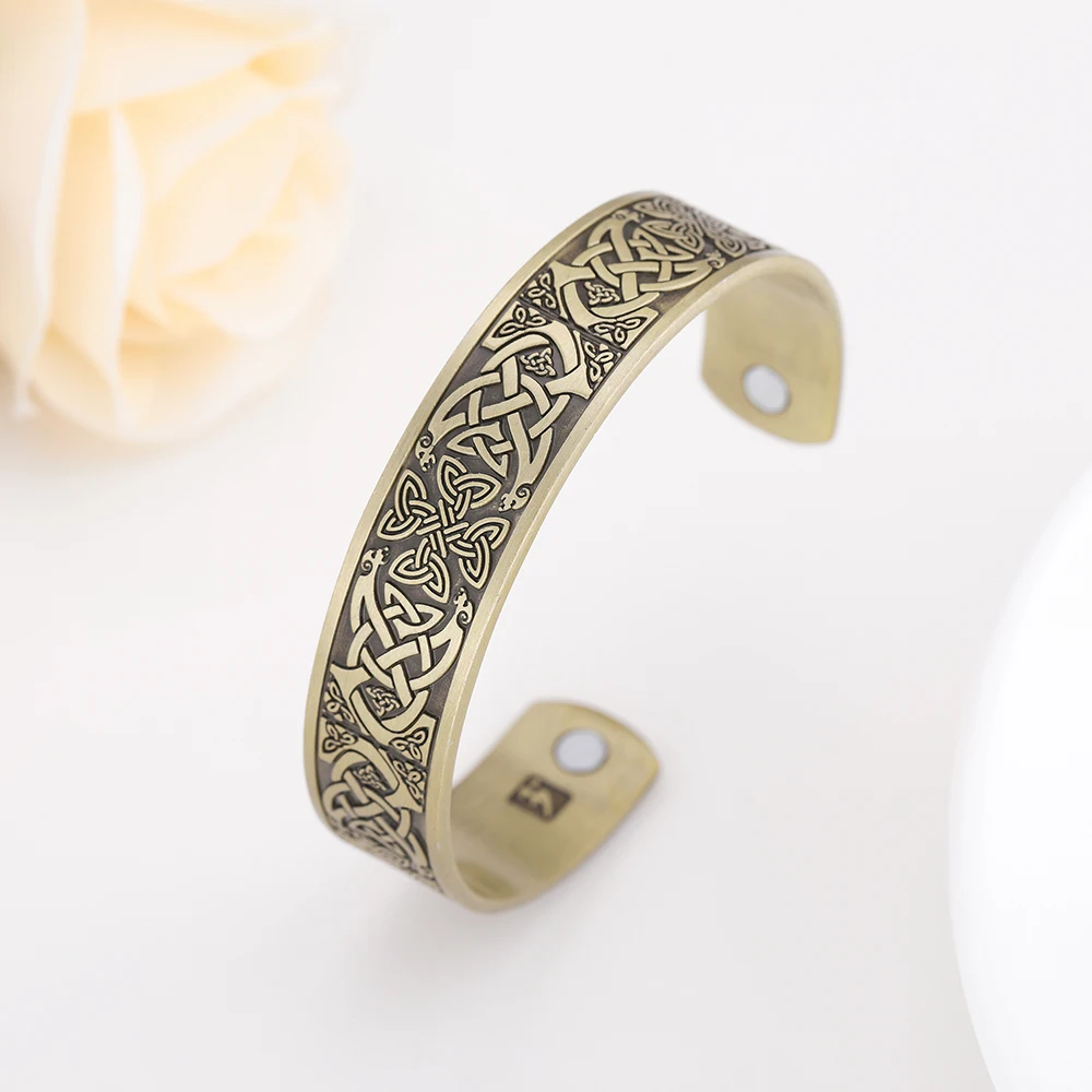Браслет-манжета с талисманом для мужчин руна викингов кельтский узел тринити
