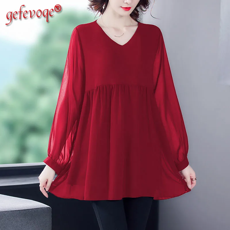 

Женский модный Свободный Повседневный Топ из сетчатой пряжи с длинным рукавом и V-образным вырезом в стиле пэчворк трендовая Свободная блуз...