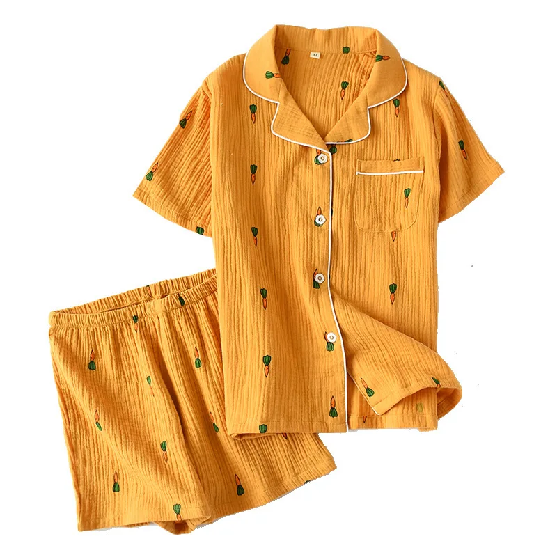 

Pajamas Woman Summer Pure Cotton Japanese Kimono Set Thin Section Short Sleeve Shorts Homewear Suit Sweet Yukata Traditional New