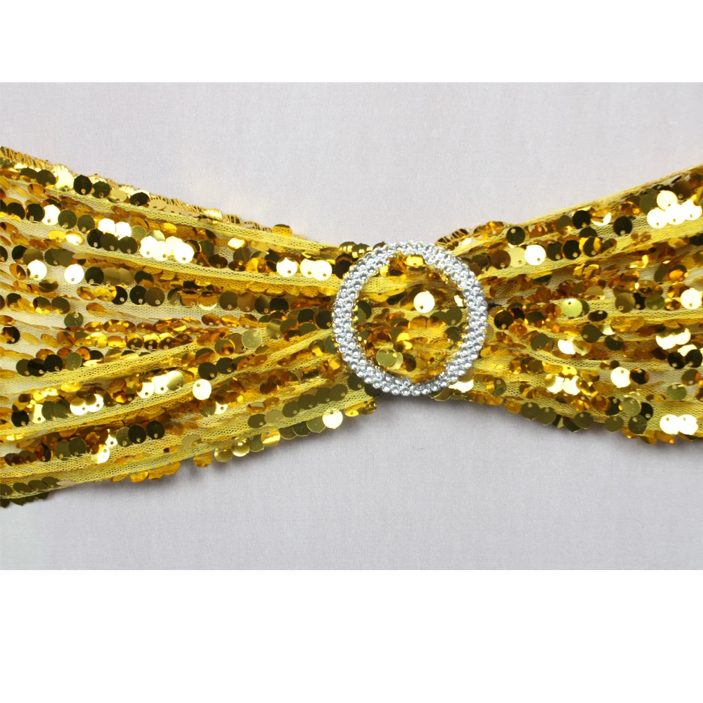 1 шт. свадебные спандекс золотые блестки ленты для стульев с пряжкой эластичные