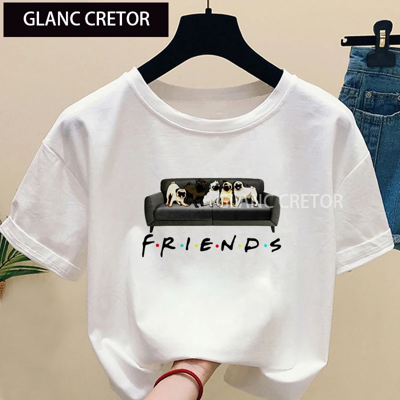 

Women's Tops Friends T-shirt Women Casual Short Sleeve Funny Graphic T Shirt Femme Summer White Tops Clothing