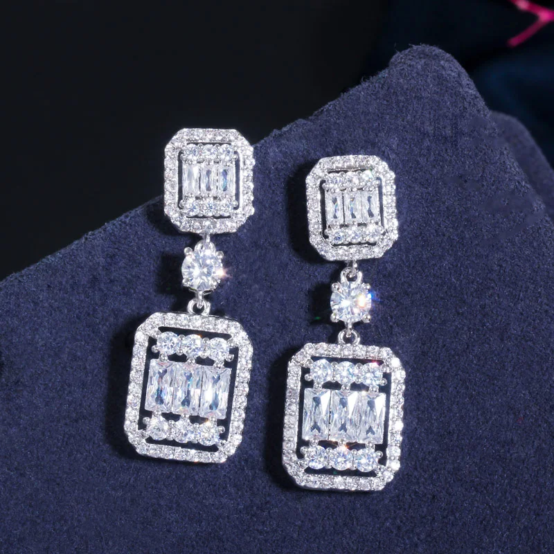 CWWZircons великолепные висячие капли фианита Кристалл 18k желтое золото Серебро