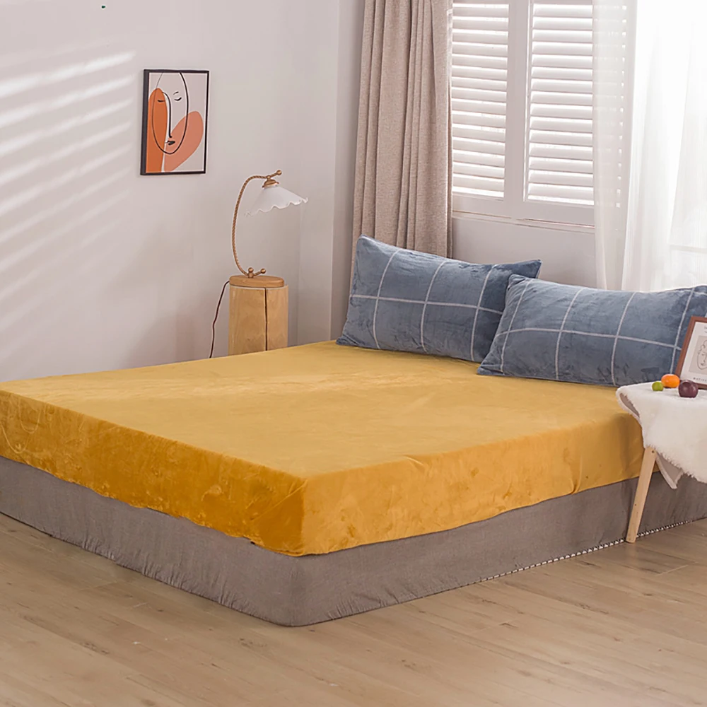 

Polyster Fibre Fixed Bedspread Mattress CoverFitted Sheet Singleton Antislip Dustproof Protect Bedding Solid And Durable