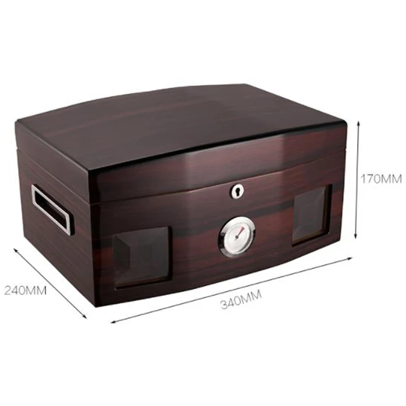 Элегантный Глянцевый кедрового дерева хьюмидор Стекло W/заблокирован сигарета