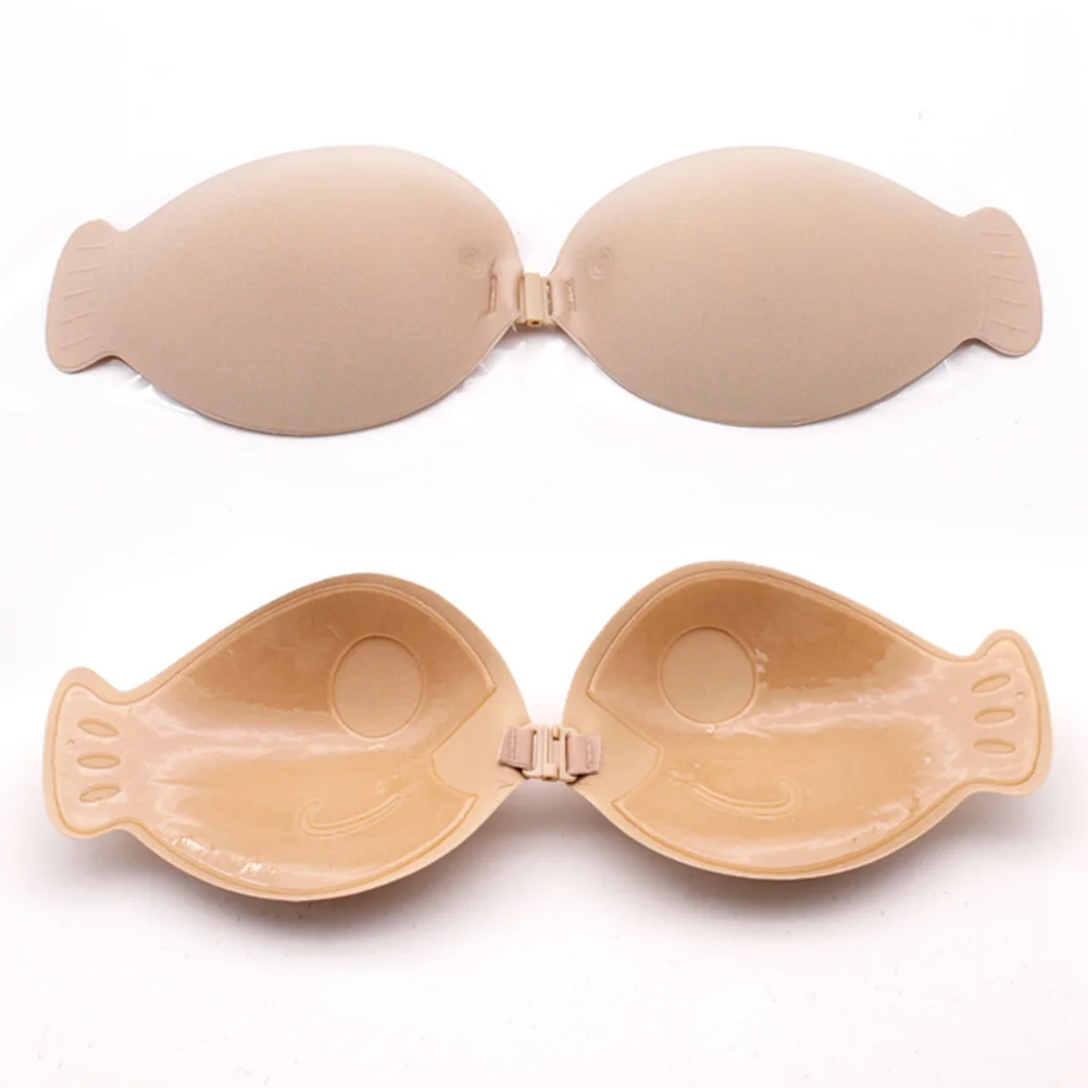 

Sexy Buckle Summer Strapless Invisible Silicone Chest Sticker Lingerie Fish Type Gather One-Piece Ladies Women Bra Push Up