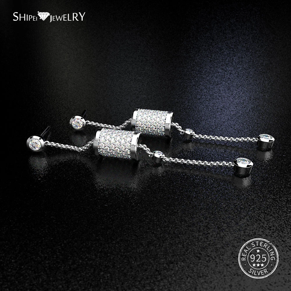 Женские серьги подвески из серебра 100% пробы с сапфировым