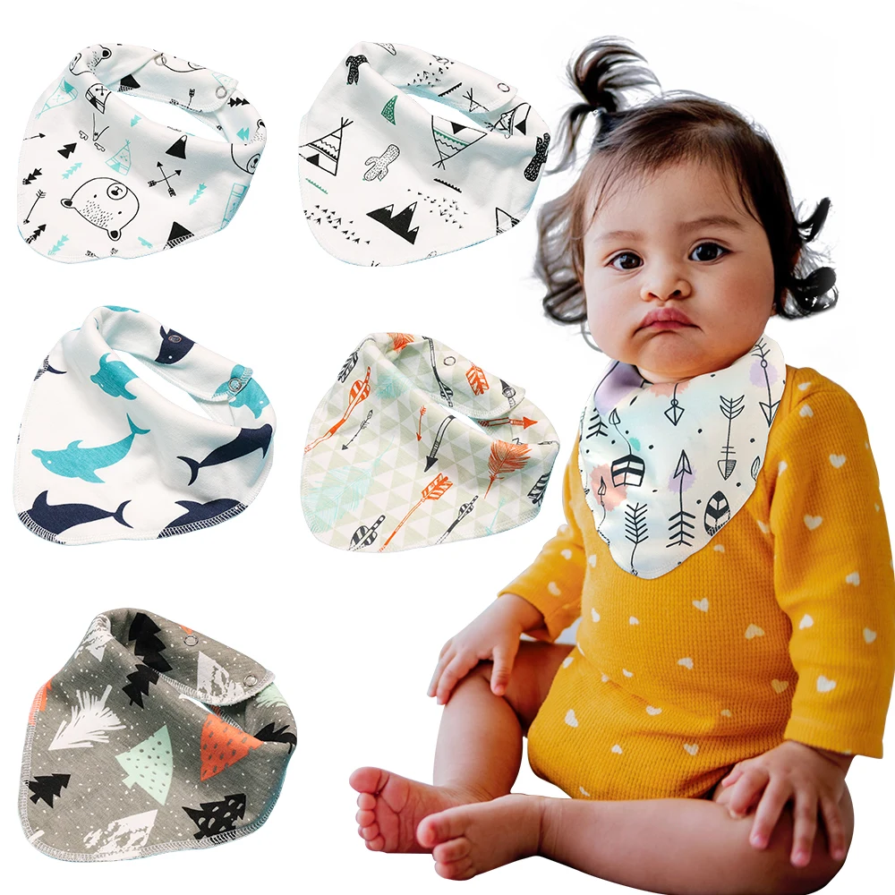 Pororo de algod&oacute;n Baberos beb&eacute; dibujos animados imprimir ni&ntilde;o tri&aacute;ngulo bufanda Unisex reci&eacute;n nacido Slabber pa&ntilde;o absorbente babero para babeando y dentici&oacute;n-0