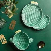 new creative cactus ceramic tableware set plate decorative jewelry trinket dish necklace storage vanity tray kid food salad bowl
