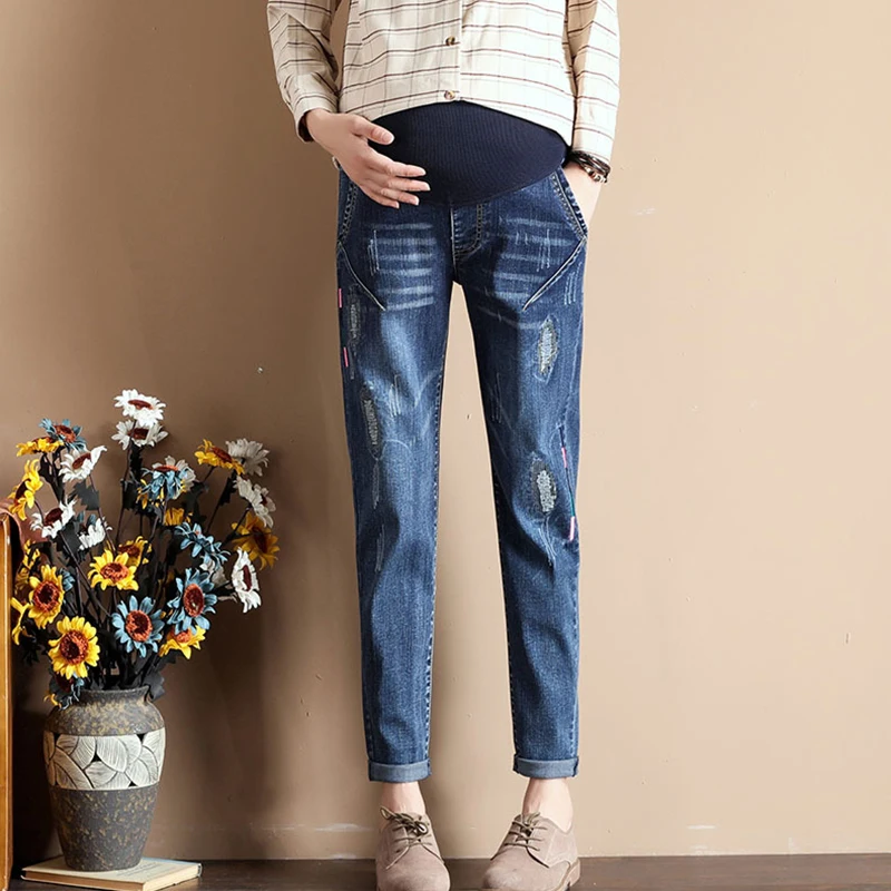 Джинсы для беременных Menoea весенне осенние джинсы с высокой талией и карманами