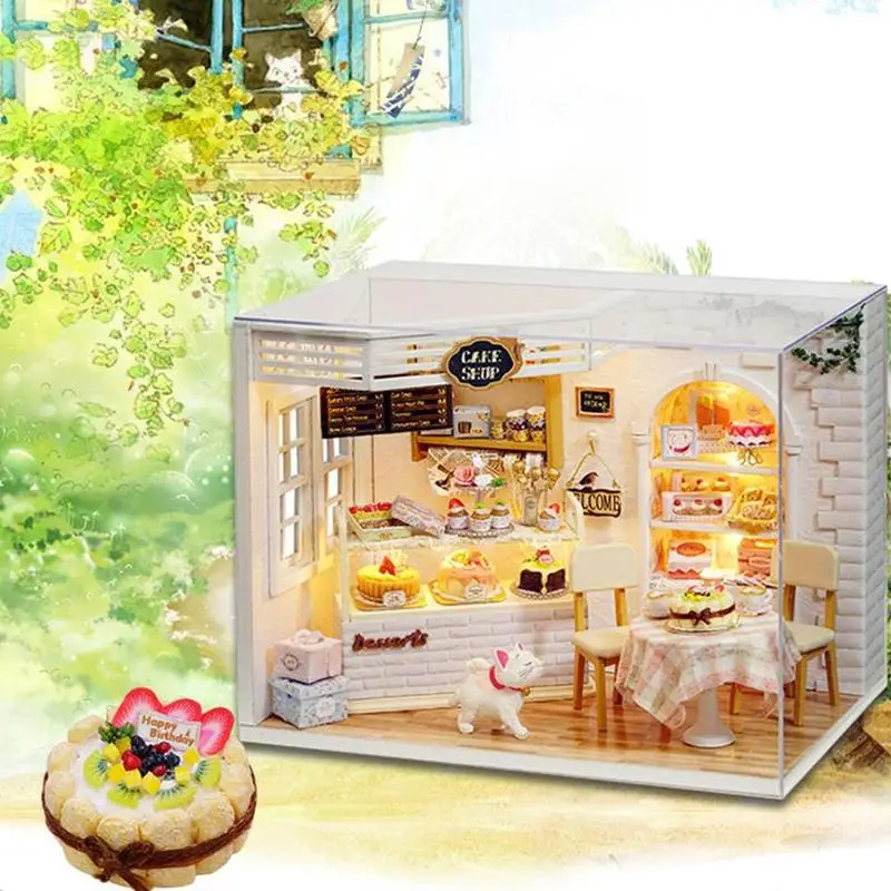 

Miniature DIY Dollhouse Furniture Toys Handmade Assembly Model Princess Room Cake Diary Cottage Children Birthday Toys