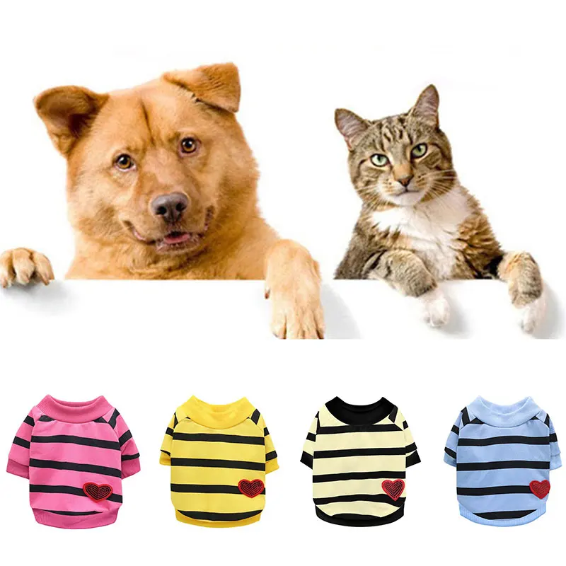 Одежда с принтом в виде собак Футболка из мягкой ткани Тонкая полосатыми