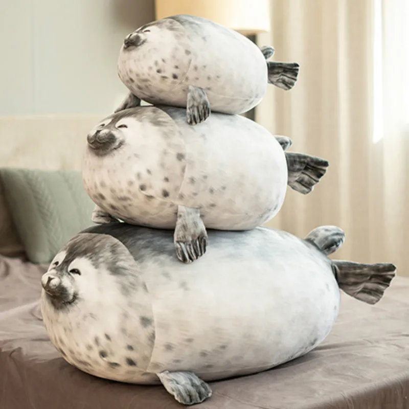 Angry Blob Seal Chubby 3D Sea Lion Doll Plush Stuffed Toy Soft  Baby Sleeping Pillow Kids Toys Birthday Gift Marine Life Seal