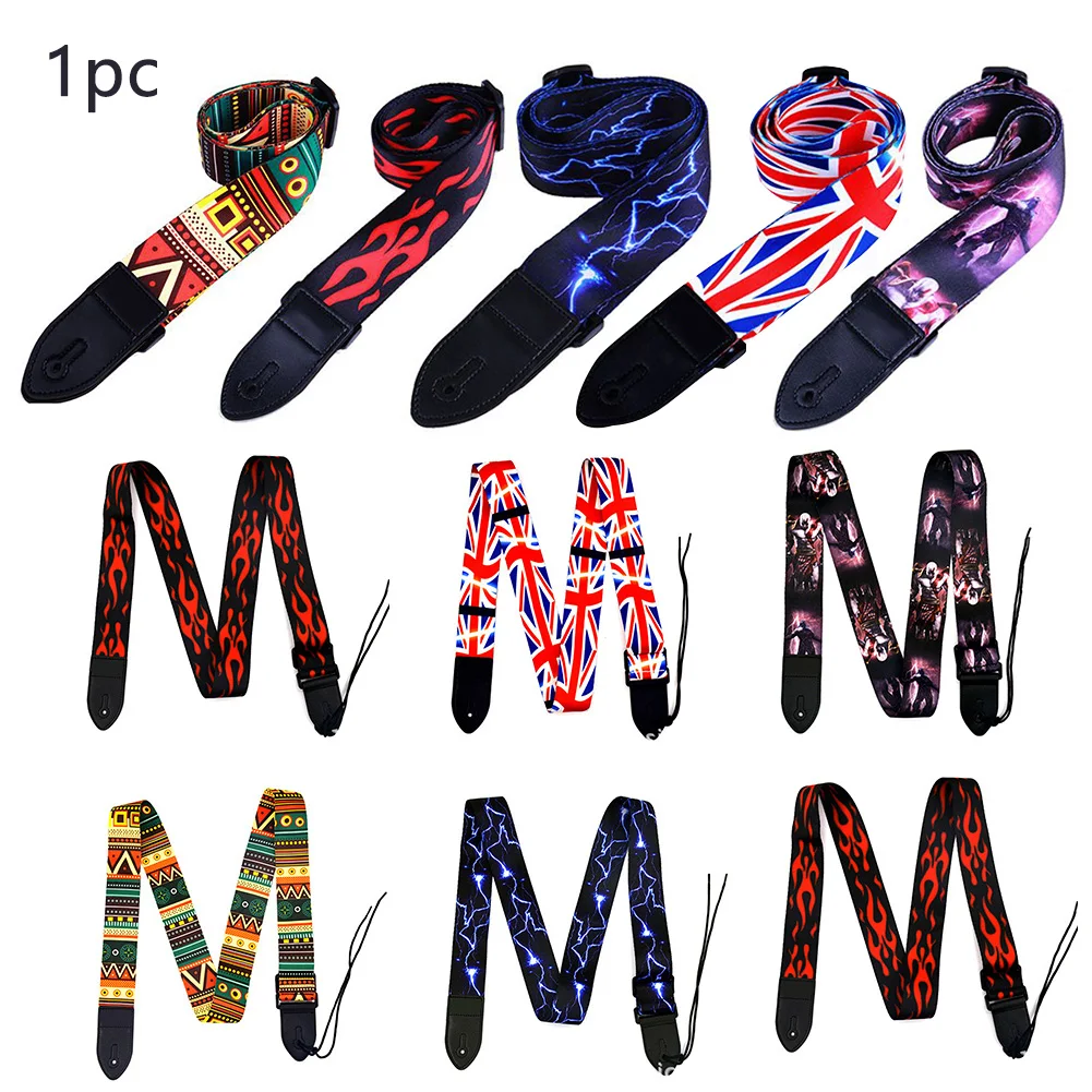 

Colorful Nylon Guitar Strap for Acoustic Electric Guitar and Bass Guitar Belt Adjustable Colorful Printing Nylon Straps