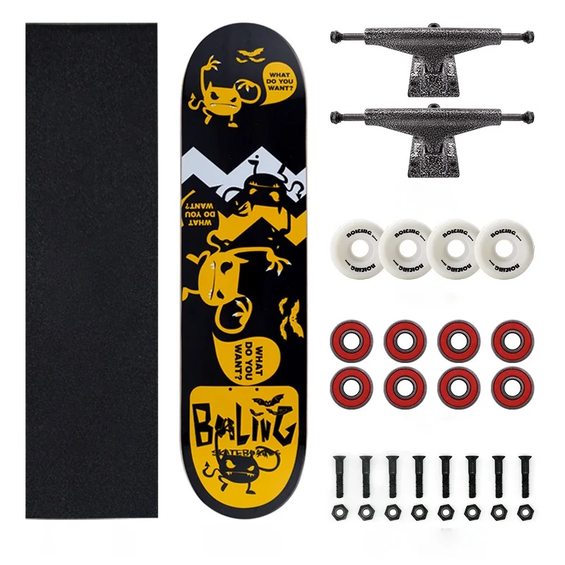 

Professional Beginners Skateboard Hardware Anime Design Complete Skateboard Double Rocker Skate Completo Sports Equipment