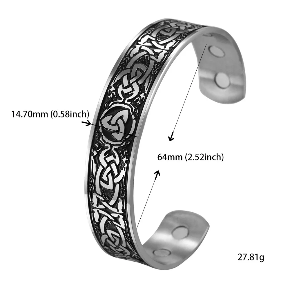 steel and black Skyrim винтажный Trefoil браслет с узлом 316L нержавеющая сталь магнитные браслеты викингов ювелирные изделия подарок для женщин и мужчин - Окраска металла: steel and black