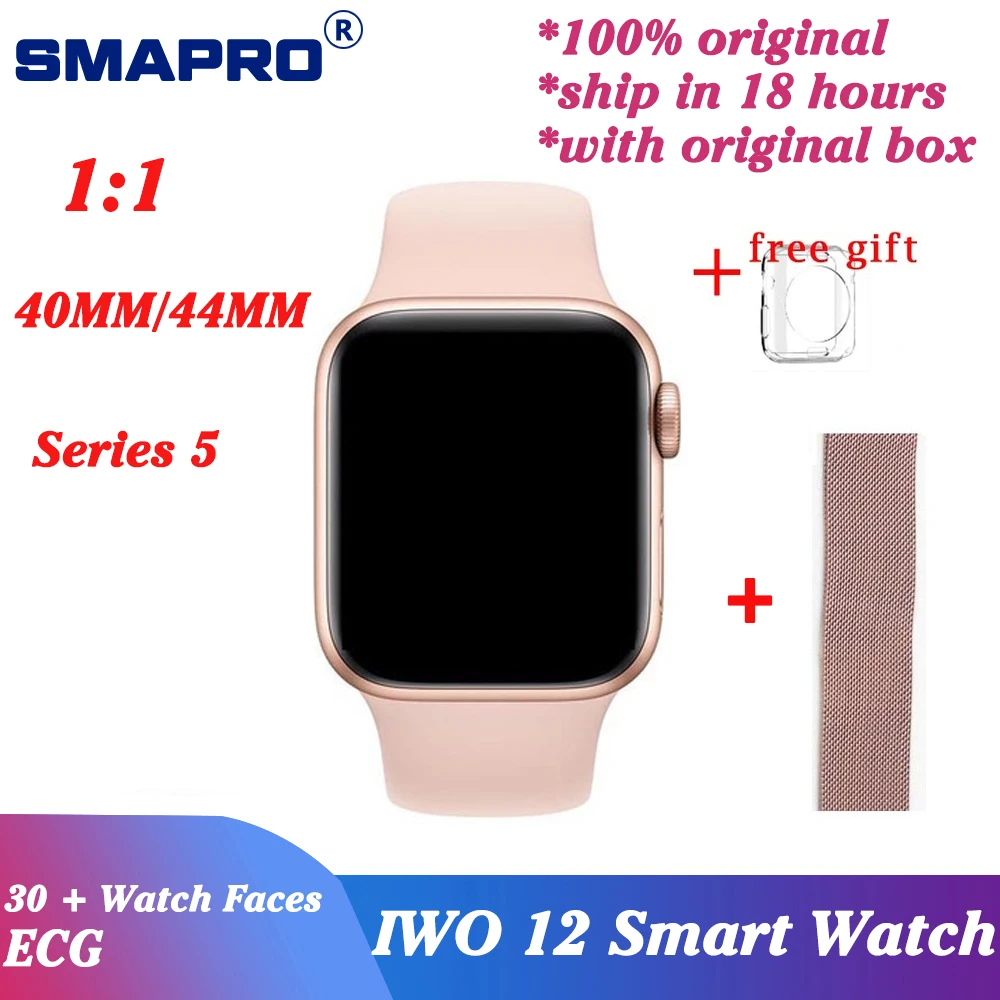 Часы 5 IWO 12 PRO Bluetooth умные часы 1:1 Смарт 40 мм 44 чехол для Apple Android phone Heart Rate PK MAX